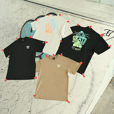 Photo of four graphic t-shirts