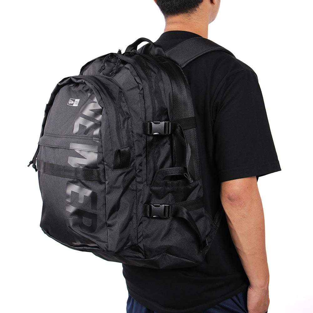 wordmark reflective black on black carrier pack backpack bag back
