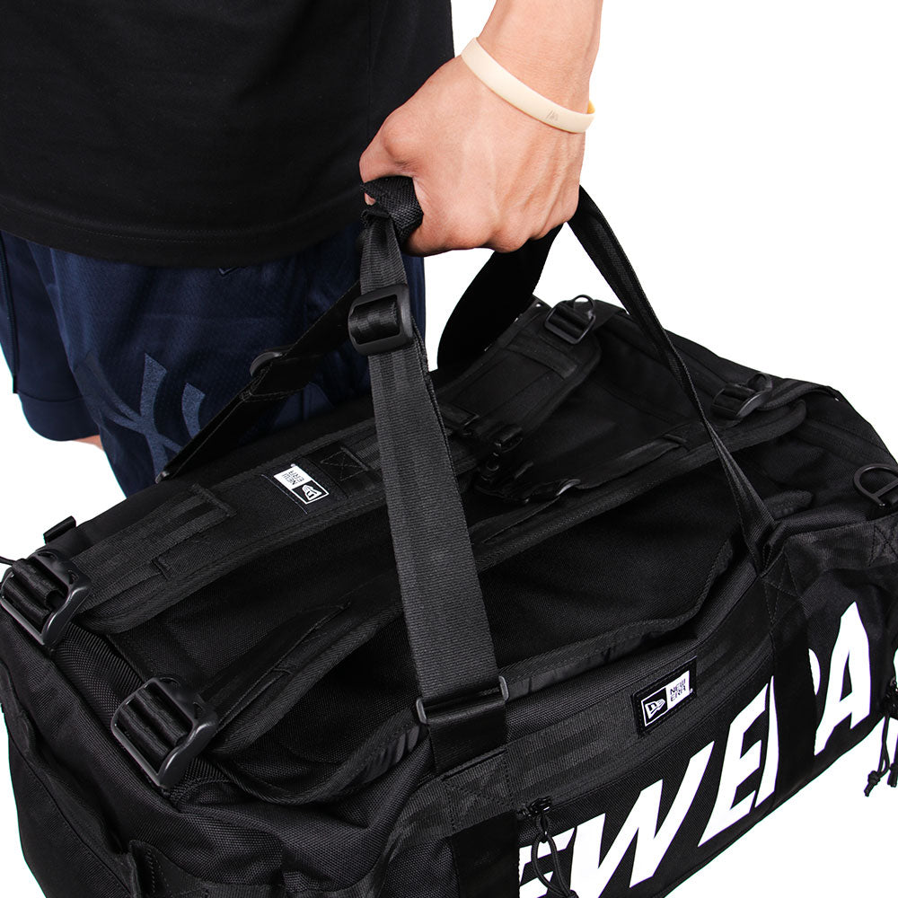 wordmark black white club duffle bag