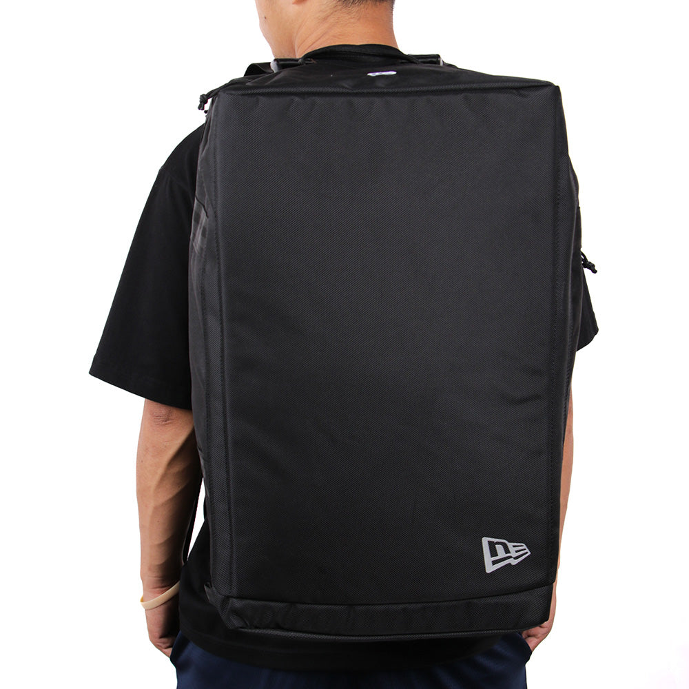 box logo black two way club duffle backpack bag side