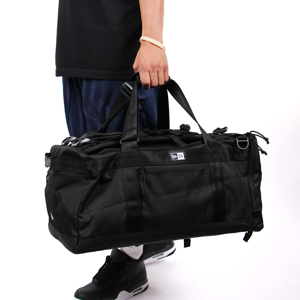 box logo black two way club duffle backpack bag back