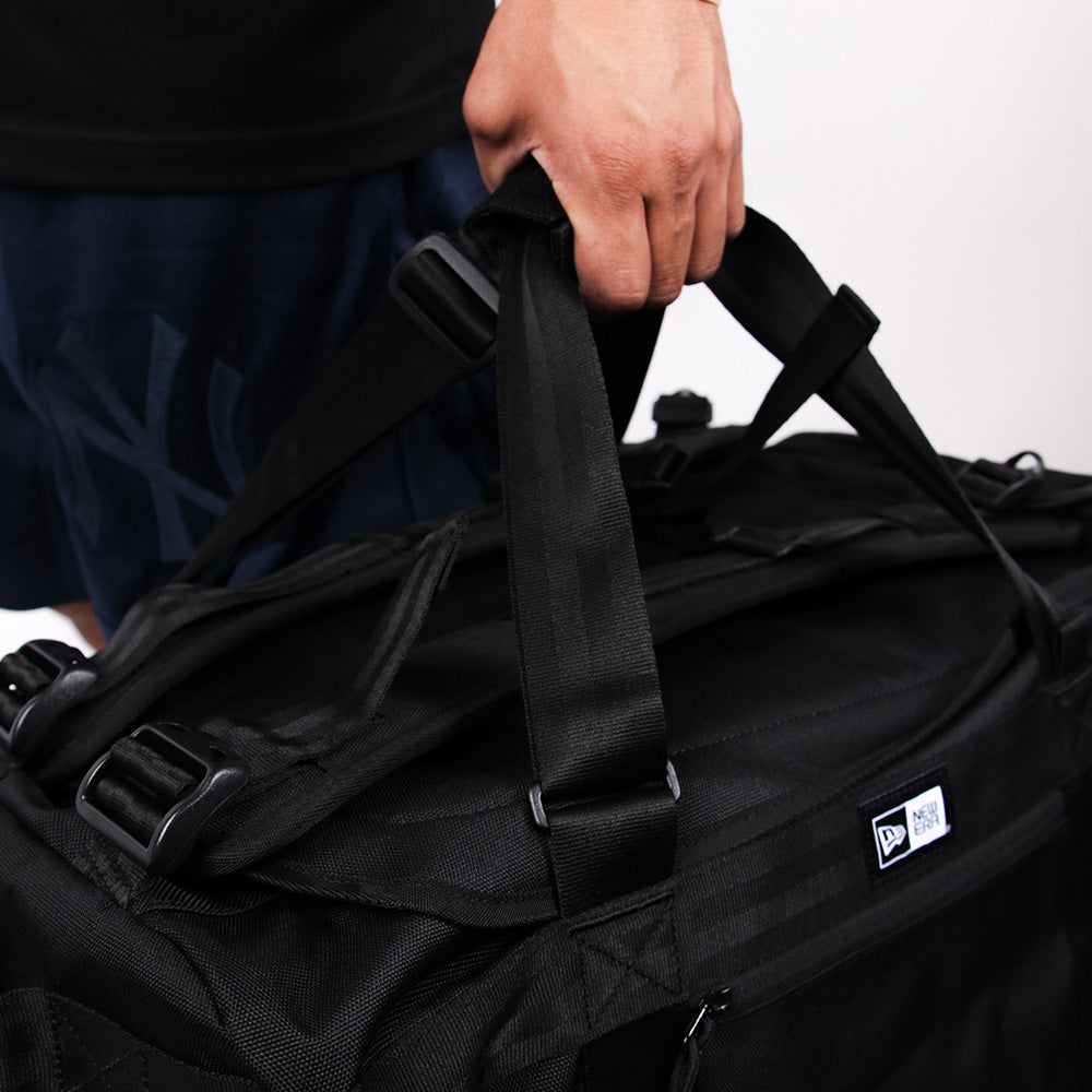 box logo black two way club duffle backpack bag