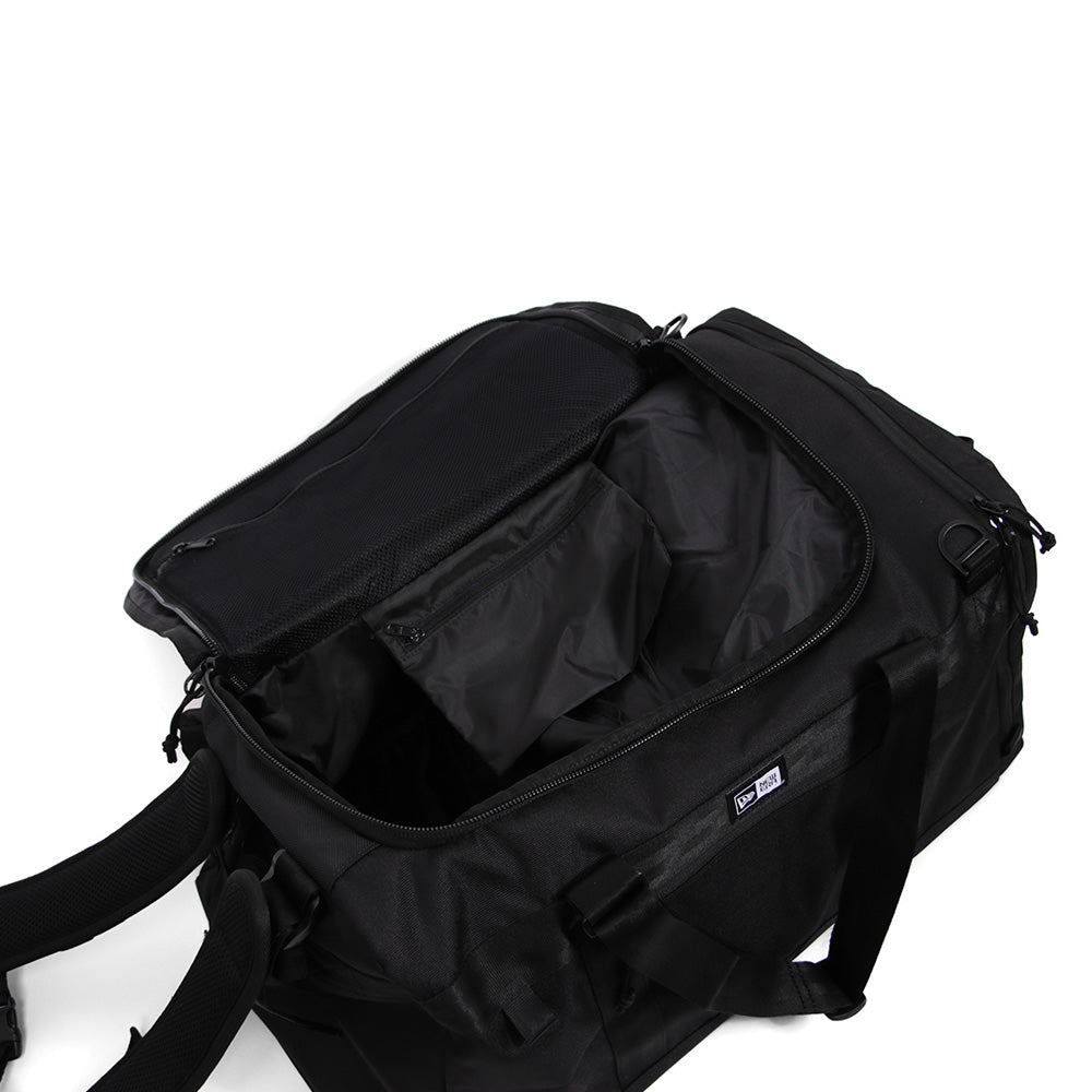 box logo black two way club duffle backpack bag tag and close up