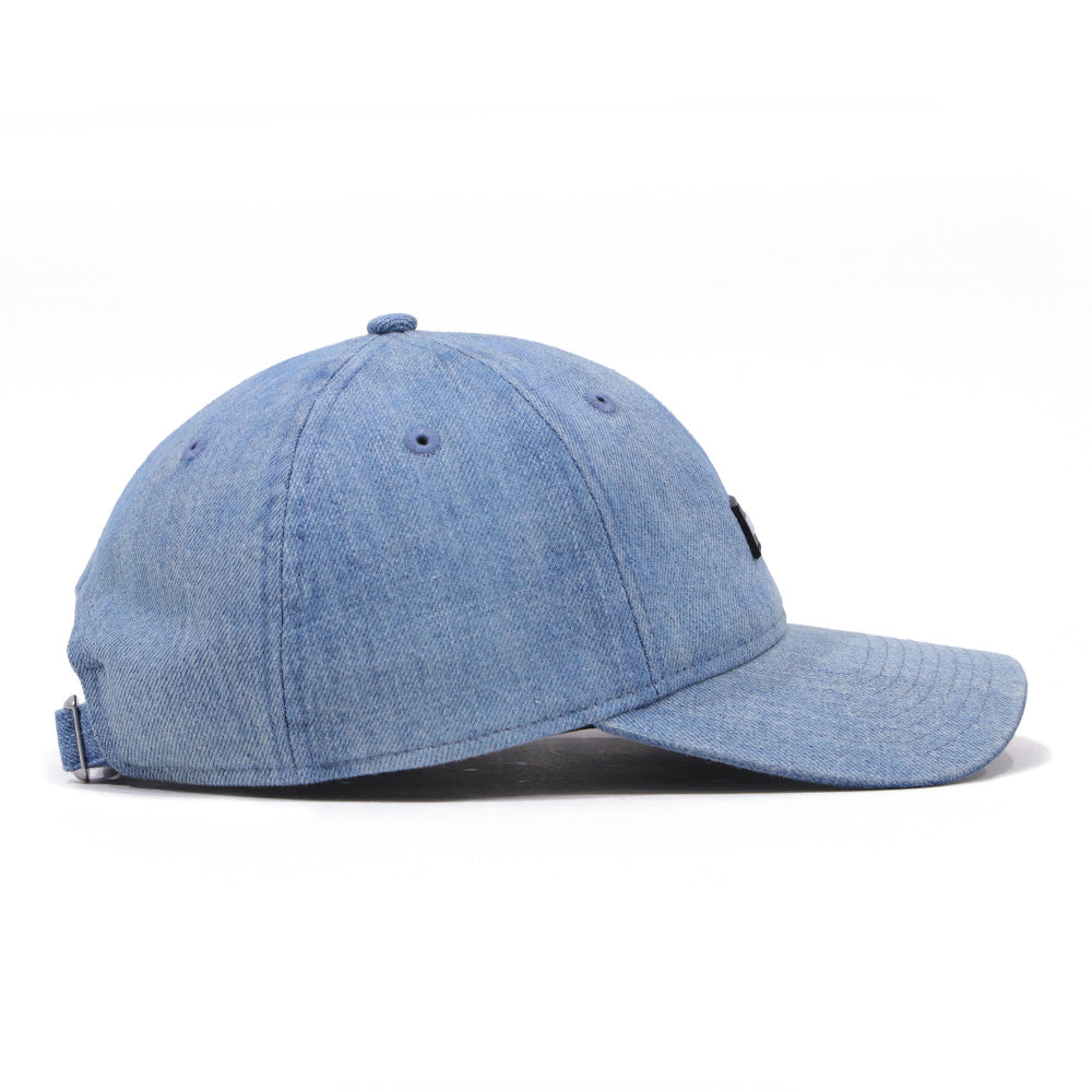 new era wordmark patch ne1920 washed denim 9twenty adjustable cap angle