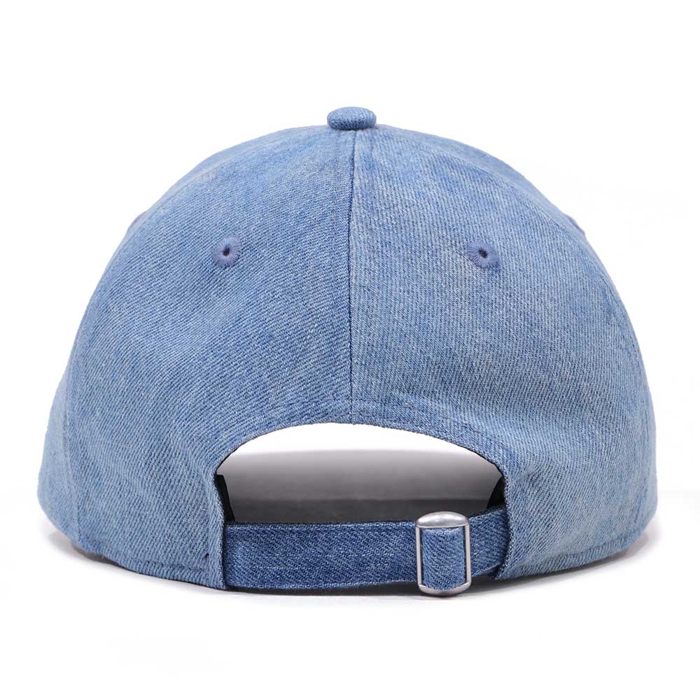 new era wordmark patch ne1920 washed denim 9twenty adjustable cap logo and print