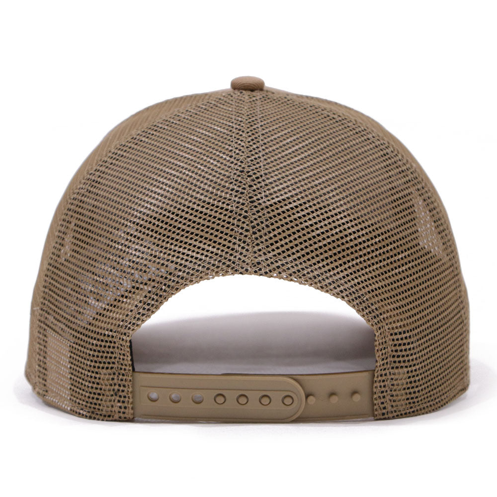 new era wordmark patch ne1920 khaki 9forty a frame trucker cap side