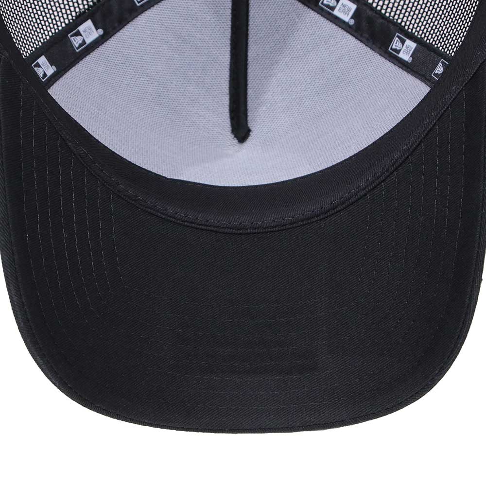 new era wordmark patch ne1920 black 9forty a frame trucker cap front and side