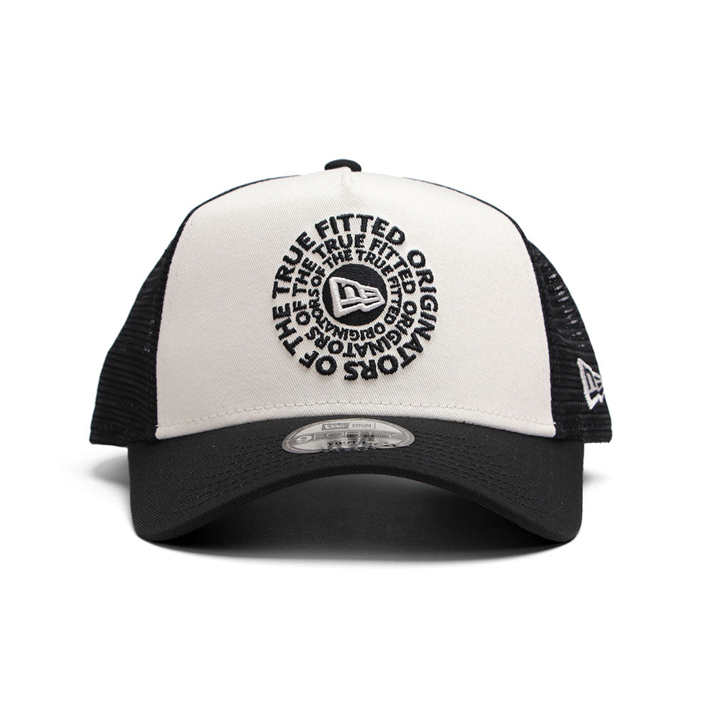 new era circle originators of the true fitted white black youth 9forty a frame trucker cap opposite