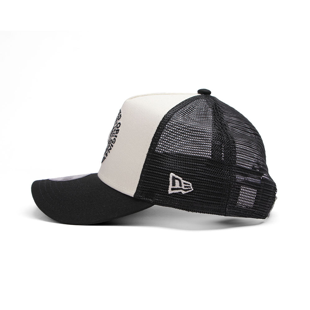 new era circle originators of the true fitted white black youth 9forty a frame trucker cap side