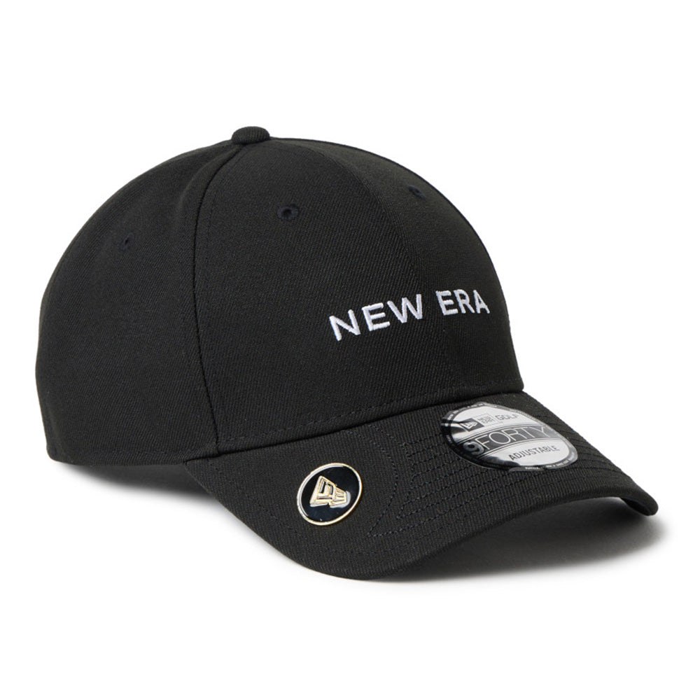 new era wordmark golf black 9forty velcro strap adjustable cap angle