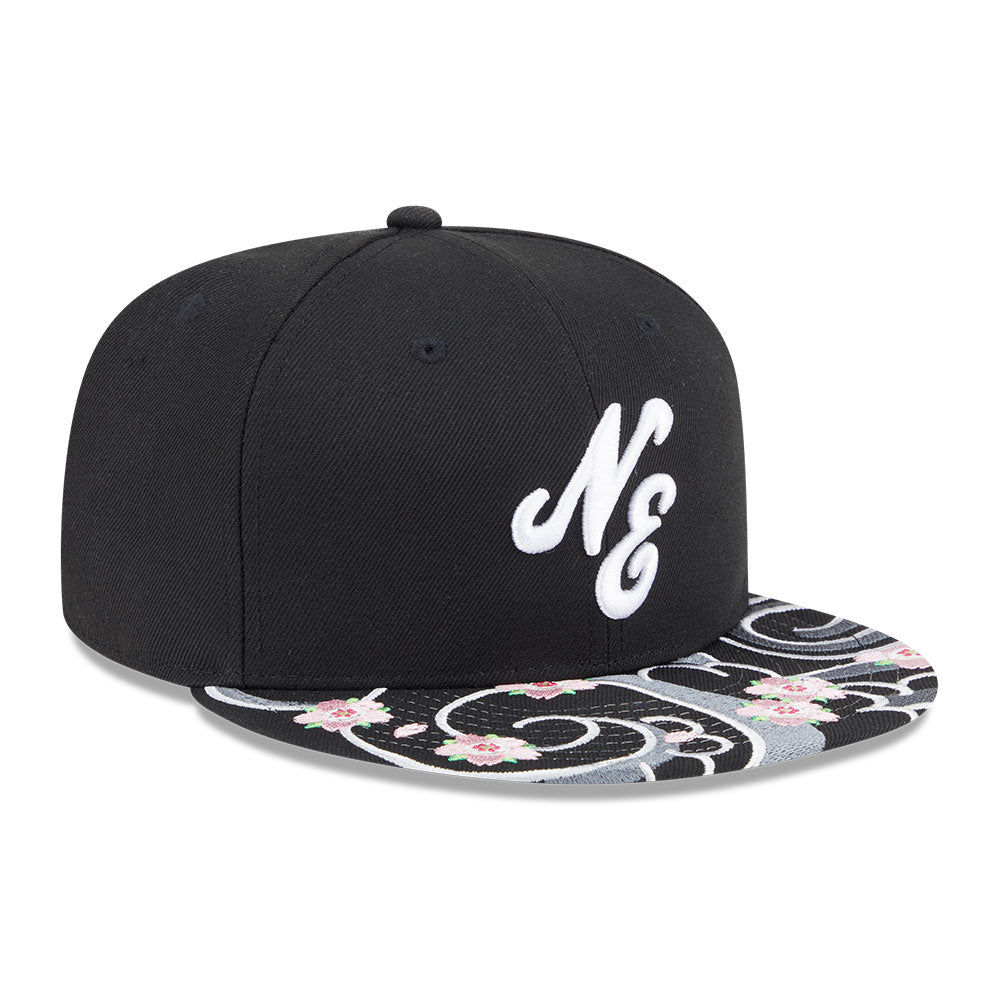 new era script sakura pack ss26 black 9fifty snapback cap logo and print