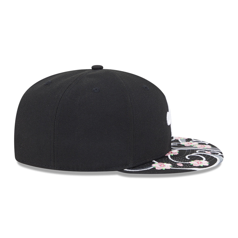 new era script sakura pack ss26 black 9fifty snapback cap opposite side or other angle view