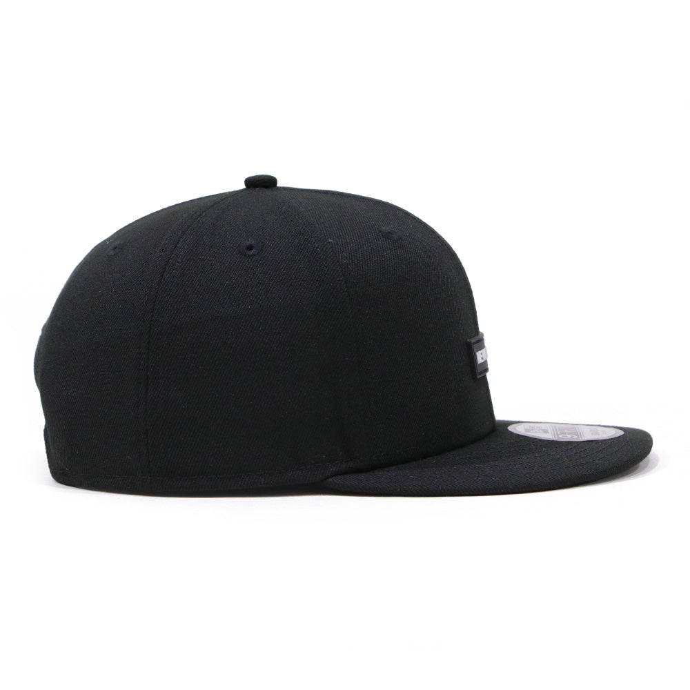 new era wordmark patch ne1920 black 9fifty snapback cap angle
