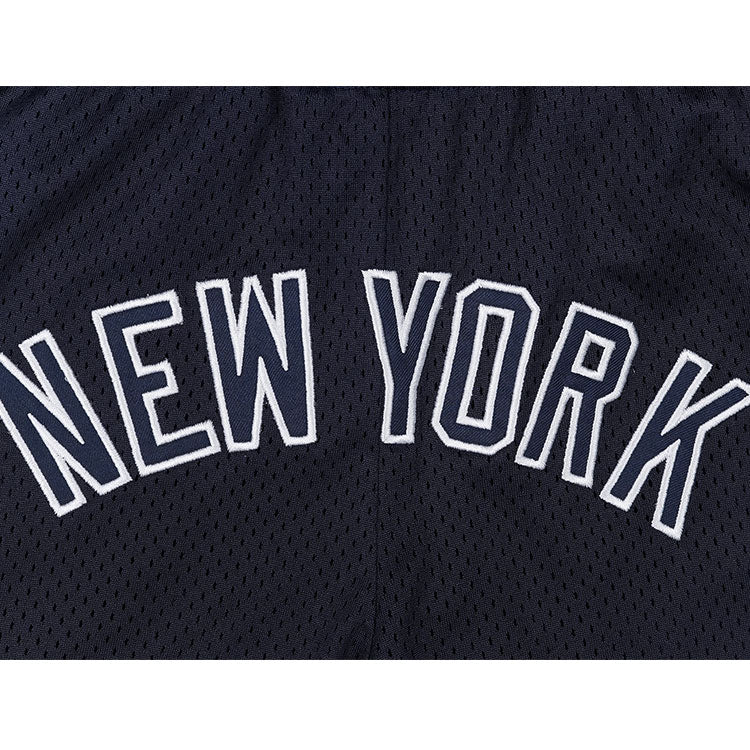 new york yankees mlb soccer navy mesh shorts 1 with print