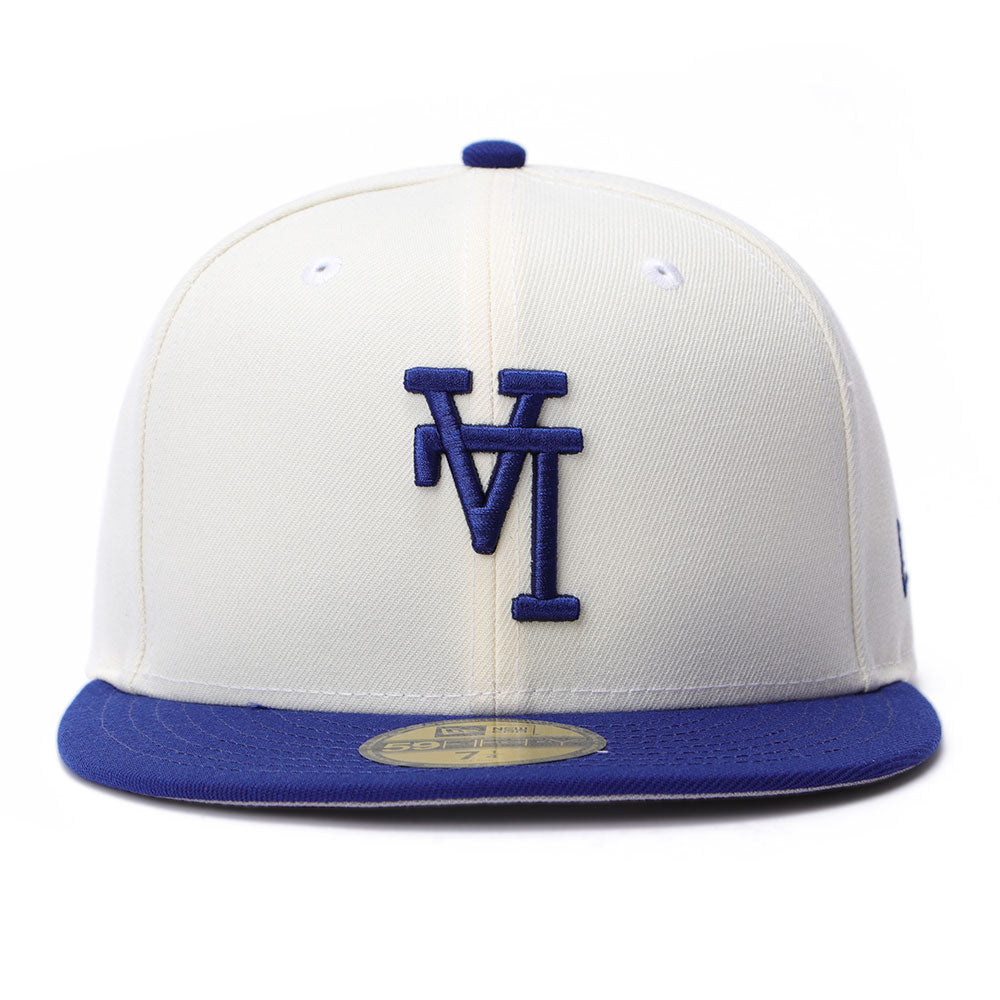 los angeles dodgers upside down dark royal 59fifty fitted cap logo and print