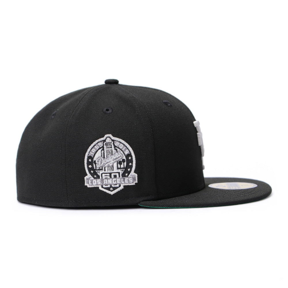los angeles dodgers upside down black 59fifty fitted cap back angle