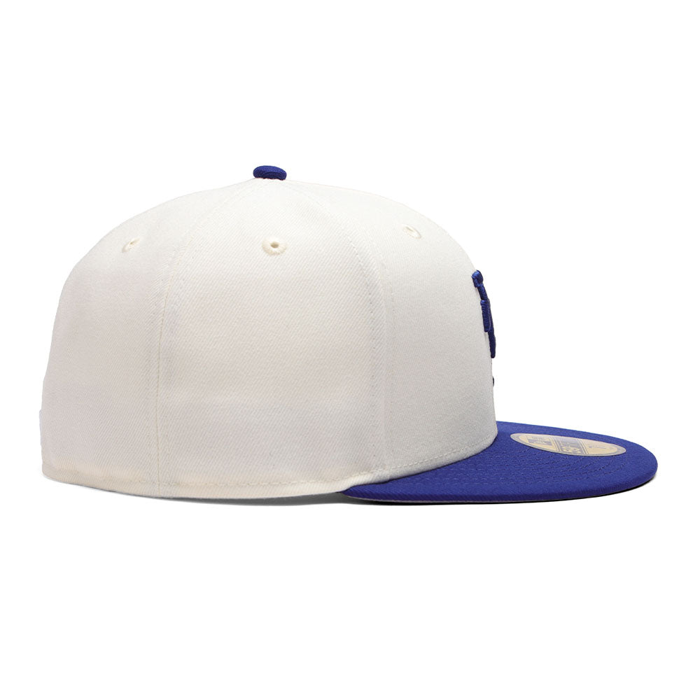 new era los angeles dodgers upside down cream dark royal 59fifty fitted cap opposite side