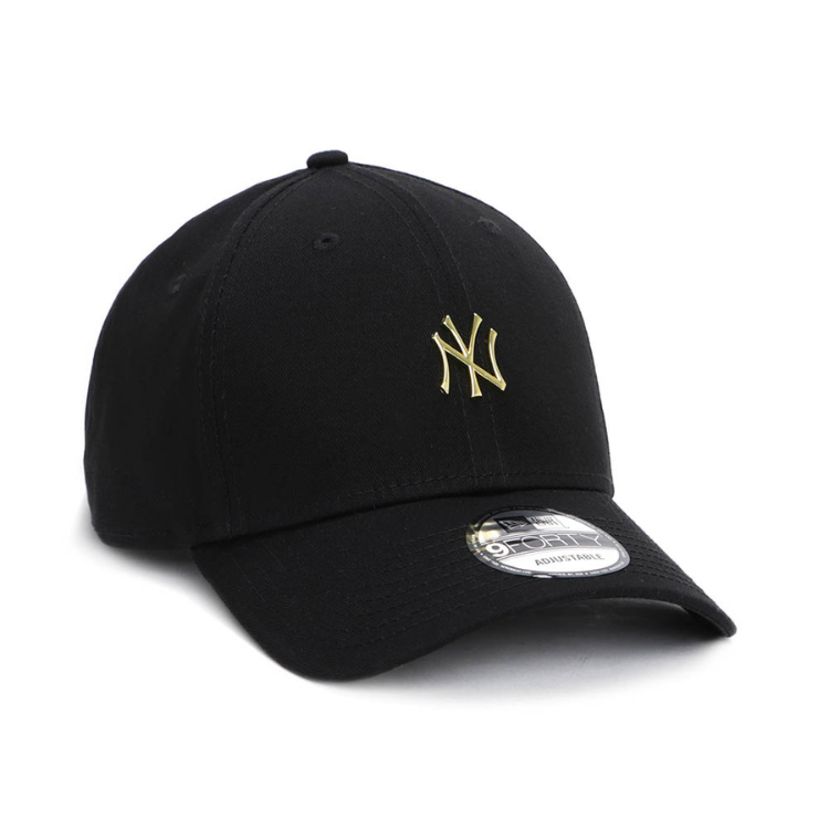 new york yankees mlb gold metal badge black 9forty cap opposite
