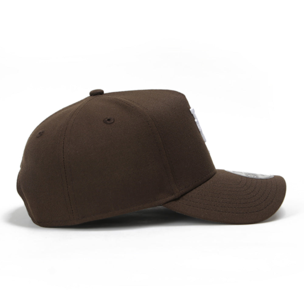 los angeles dodgers mlb upside down walnut 9forty snapback cap logo and print
