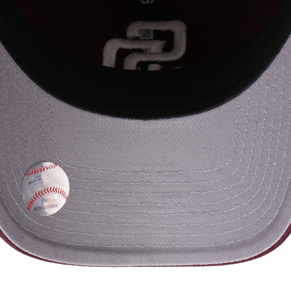new era san diego padres maroon chainstitch 9forty unstructured adjustable cap detail and color