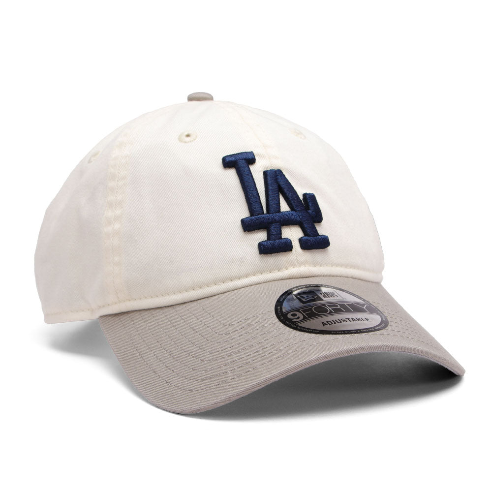 new era los angeles dodgers cream chainstitch 9forty unstructured adjustable cap logo and print