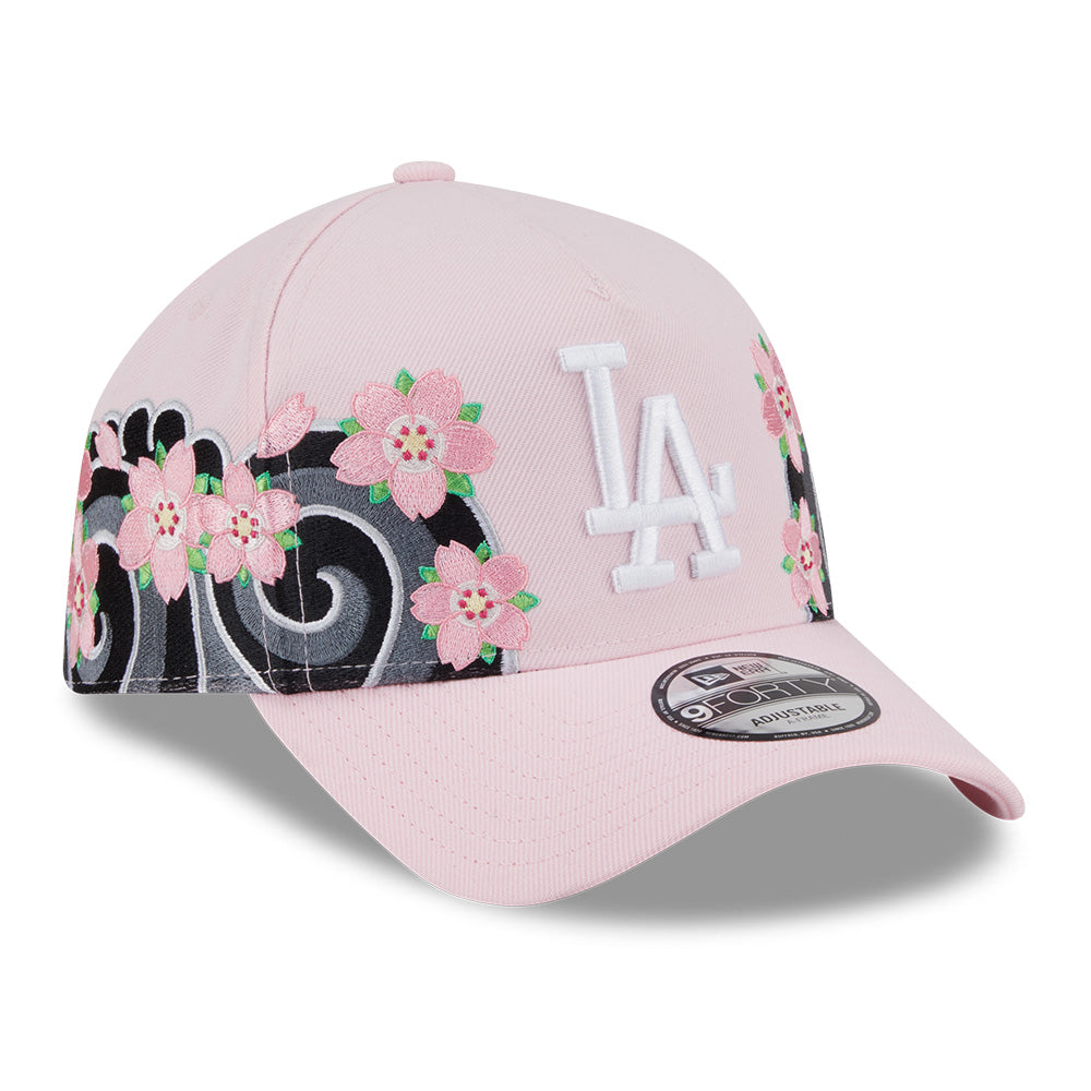 new era los angeles dodgers sakura pack ss26 pink 9forty a frame adjustable cap logo and print