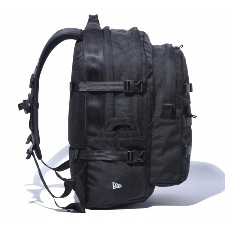 wordmark white black carrier backpack bag with print
