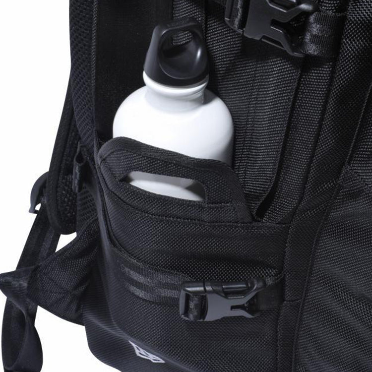 wordmark white black carrier backpack bag side
