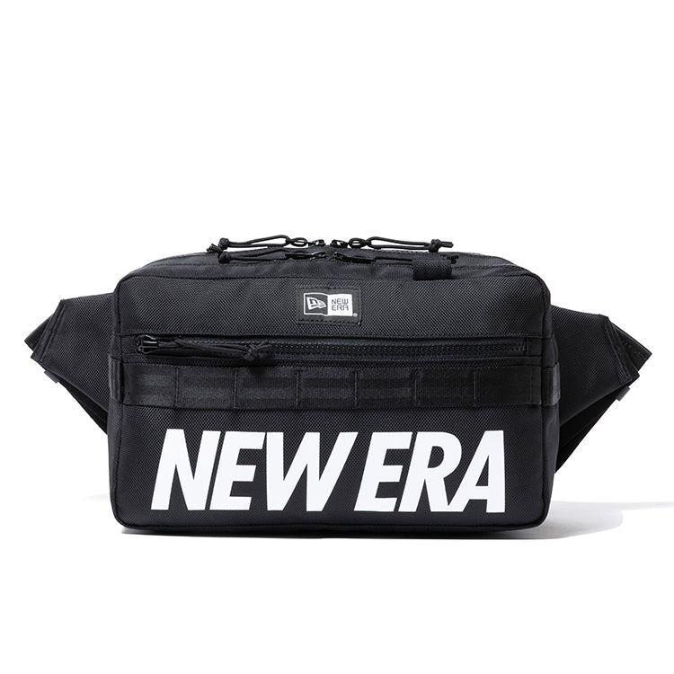 wordmark white black square waist bag back