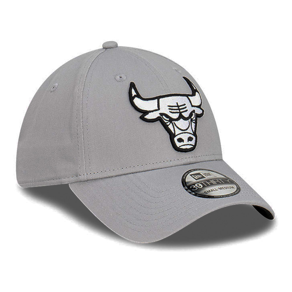 new era chicago bulls storm q122 gray 39thirty stretch fitted cap logo and print
