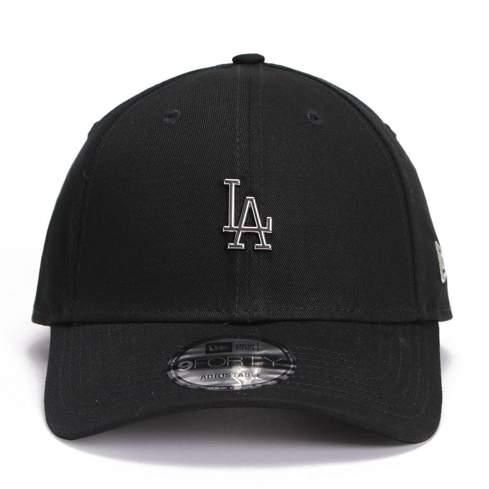 new era los angeles dodgers essential mini silver metal badge 9forty adjustable cap front and side