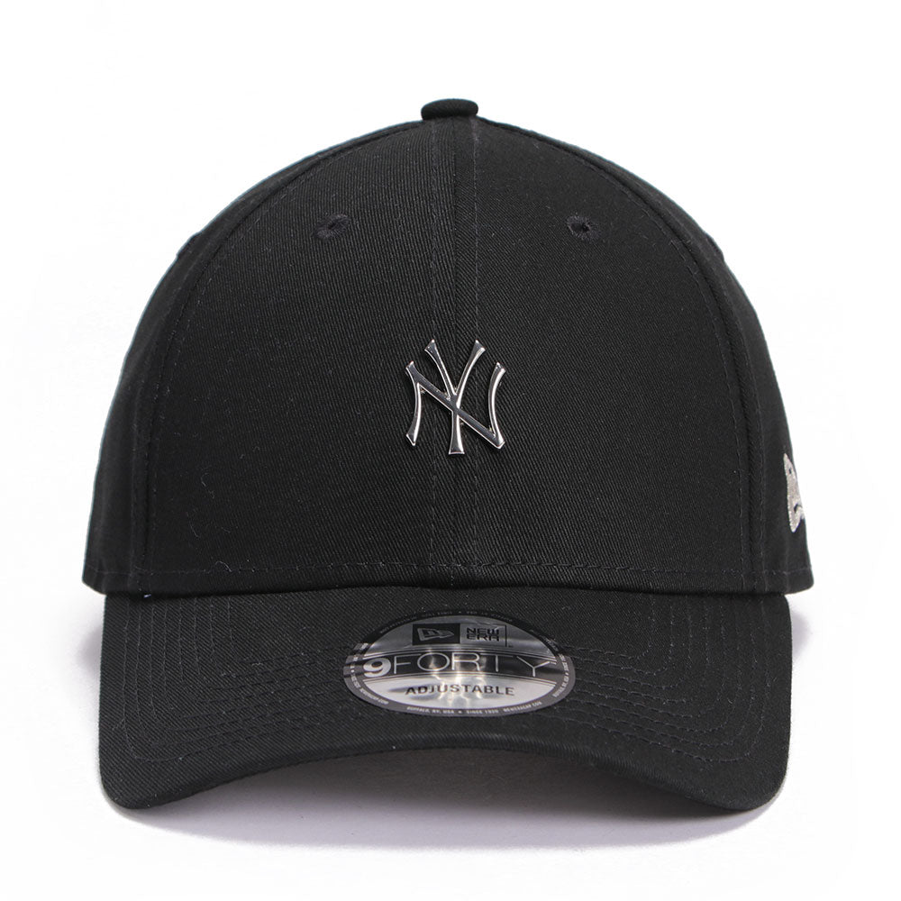 new era new york yankees essential mini silver metal badge 9forty adjustable cap front and side
