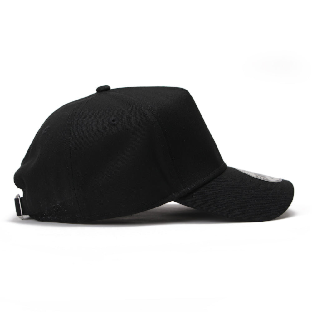 plain black 9forty a frame snapback cap logo and print