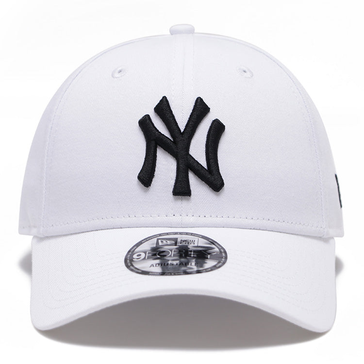 new york yankees mlb black on white 9forty adjustable cap back angle