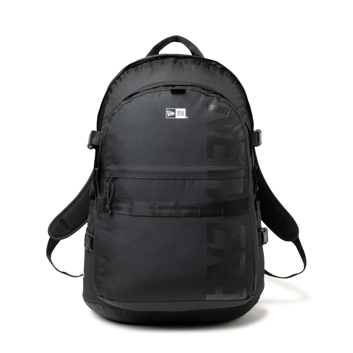 wordmark reflective black on black carrier pack backpack bag tag and close up