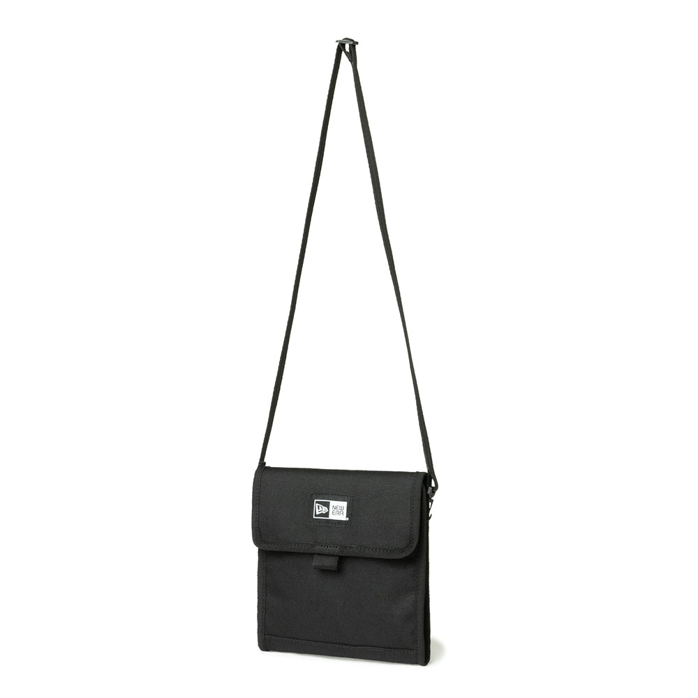 box logo black square neck pouch bag with print