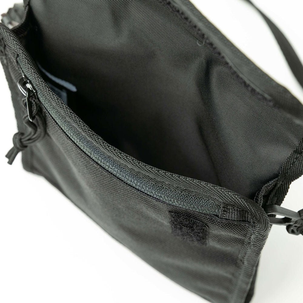 box logo black square neck pouch bag