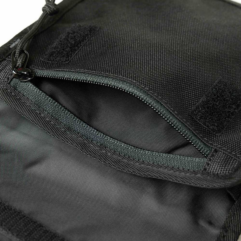 box logo black square neck pouch bag
