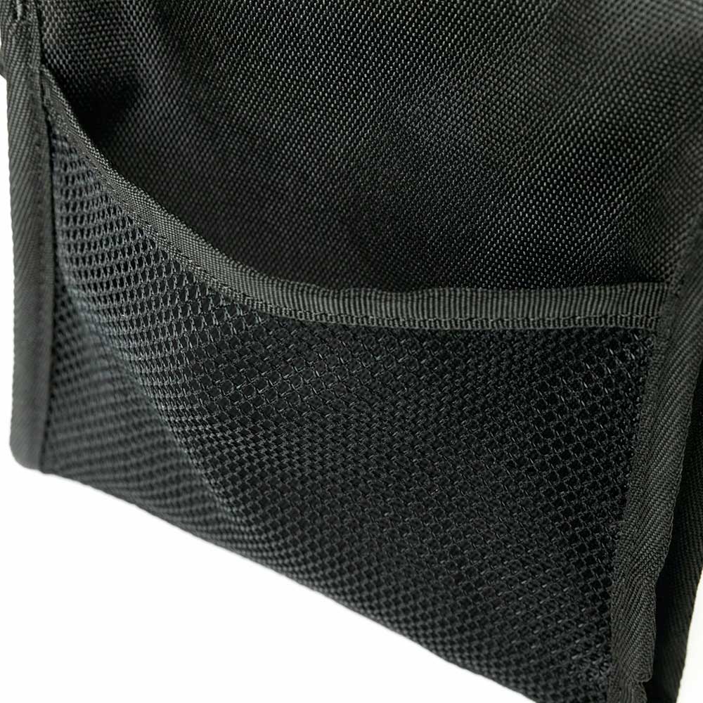 box logo black square neck pouch bag tag and close up