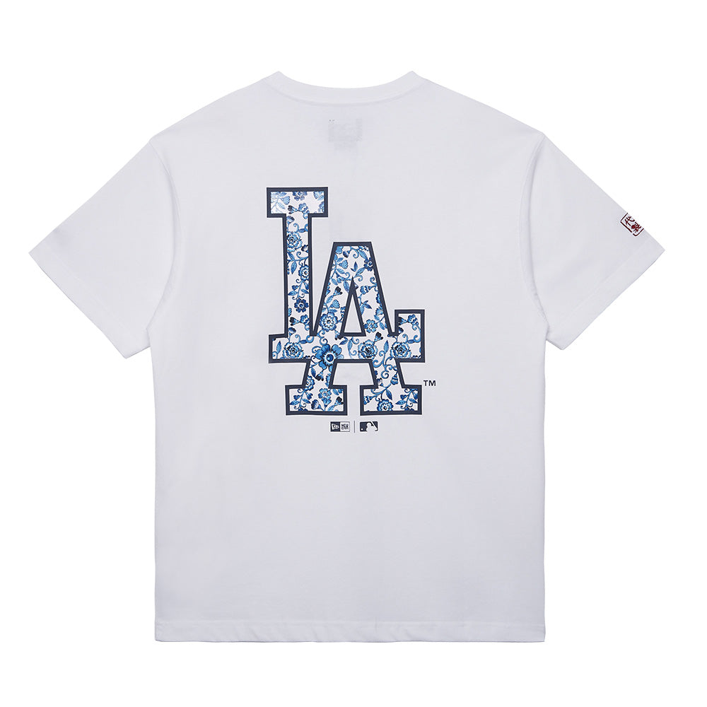 los angeles dodgers mlb chinese porcelain white short sleeve t shirt back
