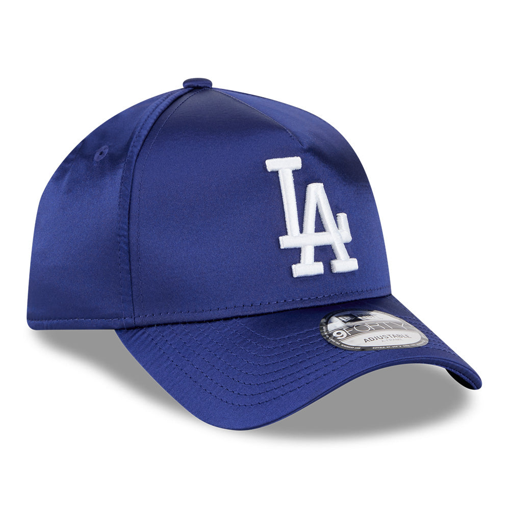 los angeles dodgers satin cooperstown dark royal 9forty a frame snapback cap logo and print