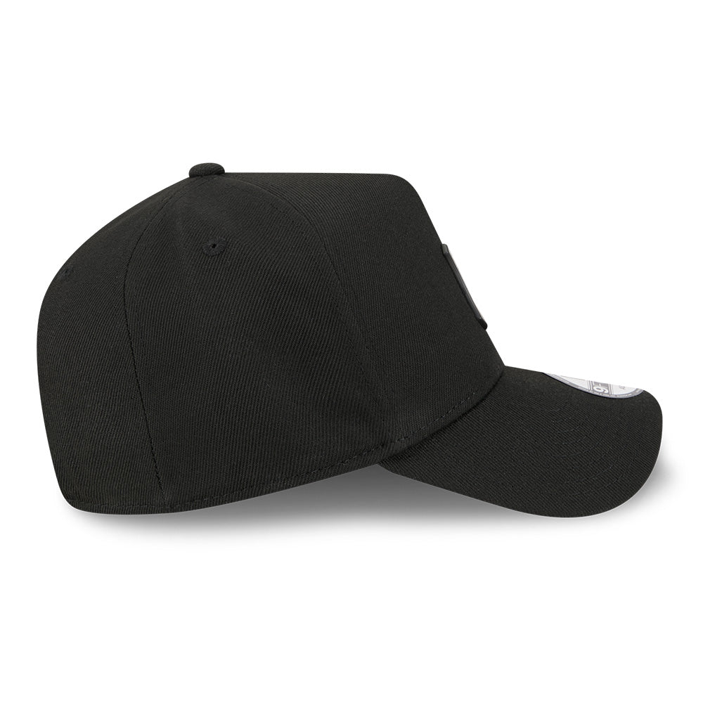 new era new york yankees metal badge ss26 black 9forty a frame adjustable cap opposite side or other angle view