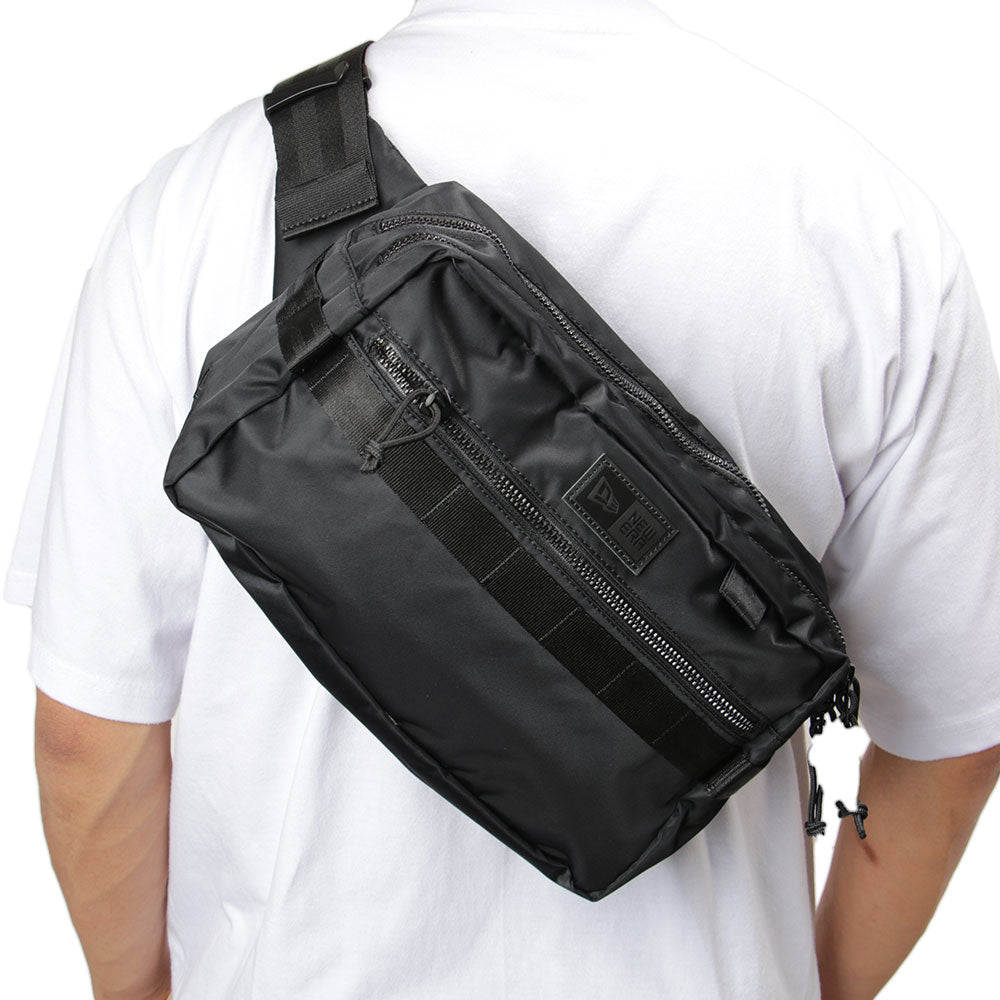square logo black nylon square waist bag back