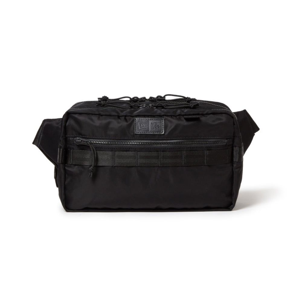 square logo black nylon square waist bag tag and close up