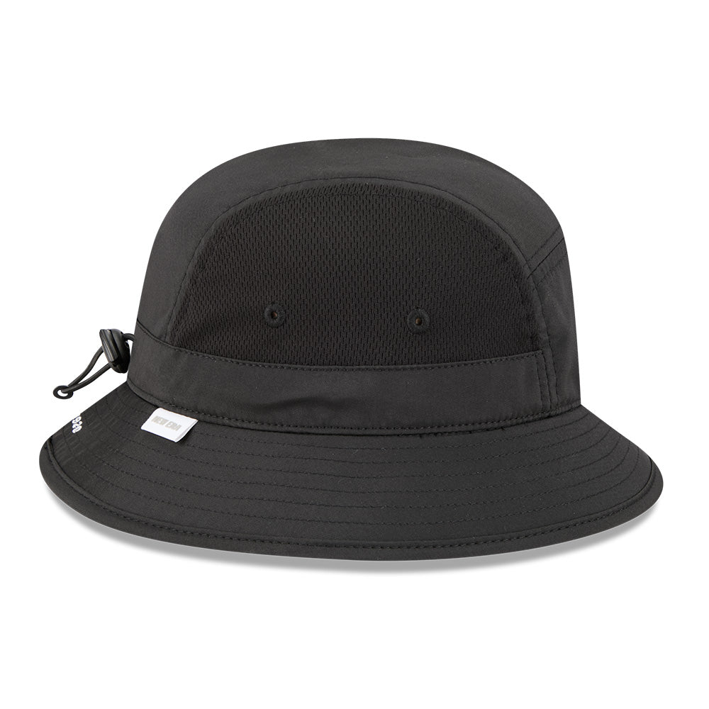 new era outdoor mountain logo black sports bucket hat back
