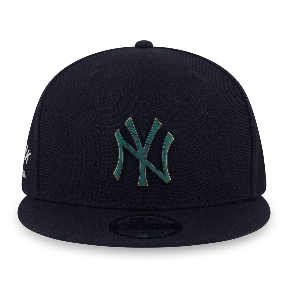 new era new york yankees metal badge bronze green black 9fifty snapback cap opposite
