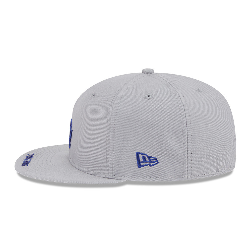 new era los angeles dodgers visor wordmark grey 9fifty snapback cap opposite side