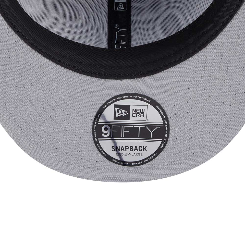 new era los angeles dodgers visor wordmark grey 9fifty snapback cap detail and color