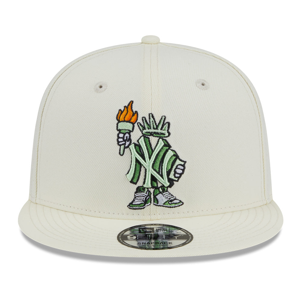 new era new york yankees major league baseball cartoon chrome white 9fifty snapback cap opposite