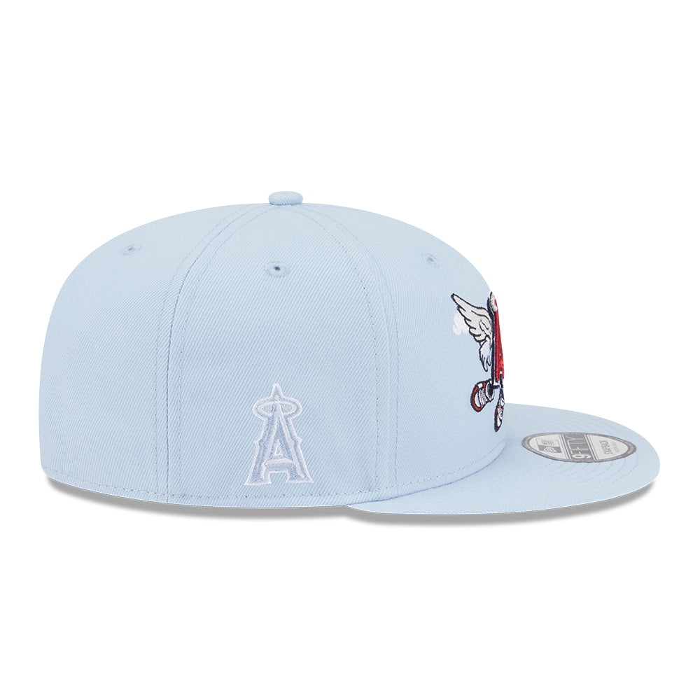 new era los angeles angels major league baseball cartoon soft blue 9fifty snapback cap opposite side or other angle view